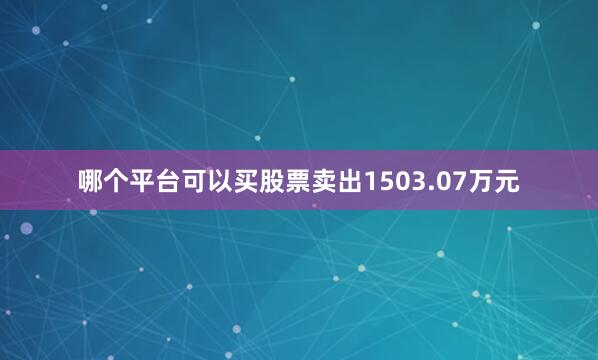 哪个平台可以买股票卖出1503.07万元